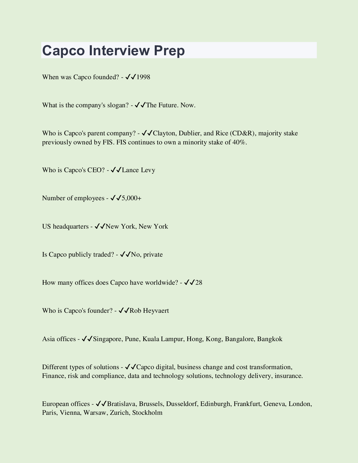 Preview image for Capco Interview Prep | 35 Questions with 100% Correct Answers | Updated & Verified